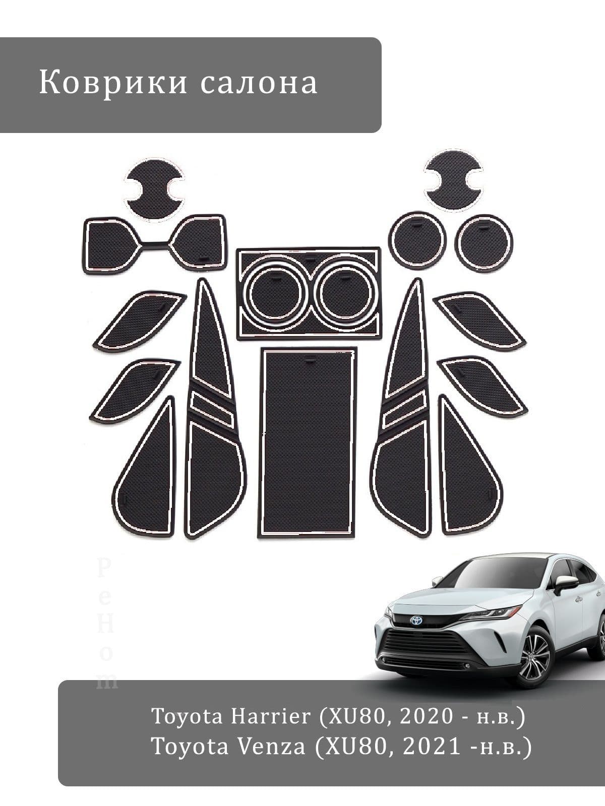 Коврики для подстаканников и ниш салона Toyota Harrier (XU80, XU85, 2020 - н.в.), Venza (XU80, XU85, 2021 -н.в.)