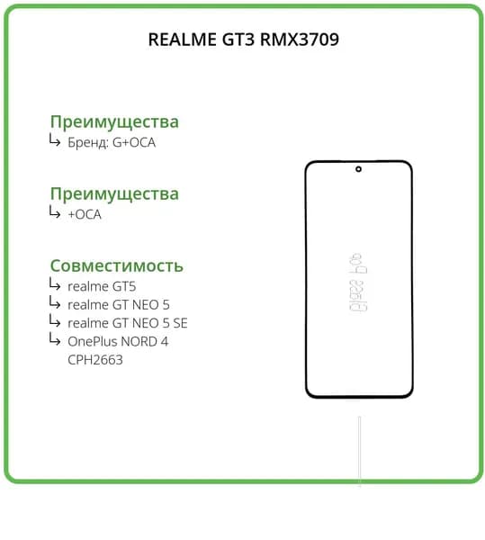 Стекло для переклейки + OCA realme GT3 RMX3709 G+OCApro