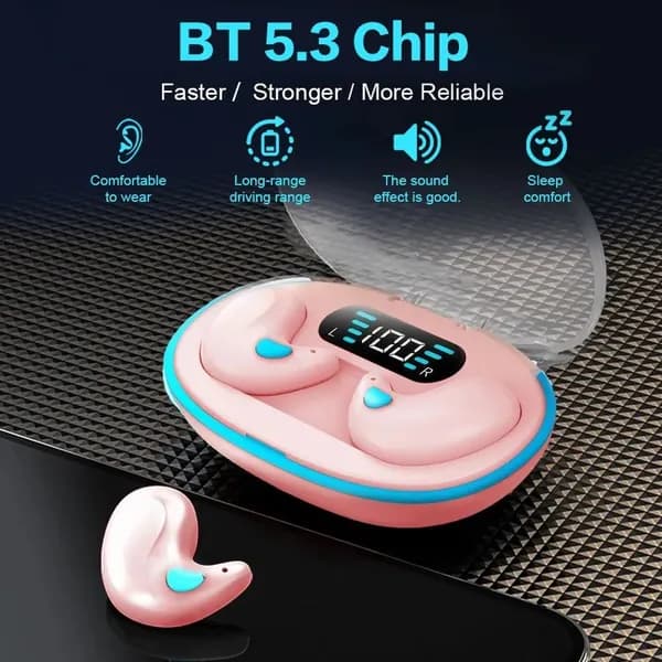 Наушники беспроводные с микрофоном 1More Airfree, Bluetooth, USB Type-C, светло-розовый