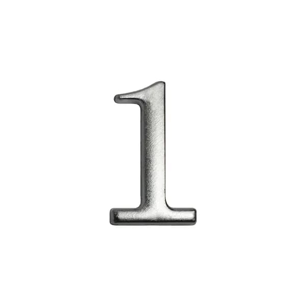 Цифра дверная (металлическая) "1" на клеевой основе хром