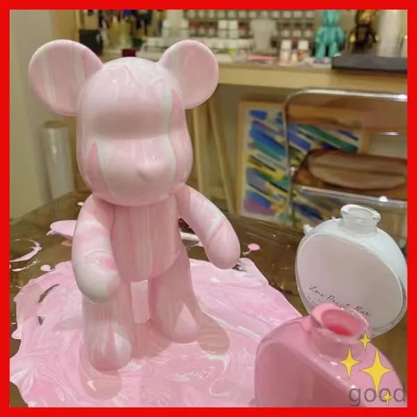 Набор для творчества мишка с красками Bearbrick fluid art 23 см(Белый, розовый, розовый)