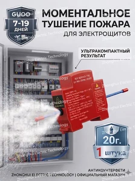 20г 1шт НАБОР GUOO Автономное устройство огнетушащего аэрозоля для электрощитов, Огнетушитель для сервера, щитовой..замена дорогого эталона
