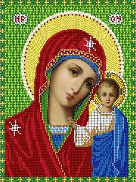 Схема для вышивания бисером Светлица (без бисера), икона "Пресвятая богородица Казанская" 12х16 см