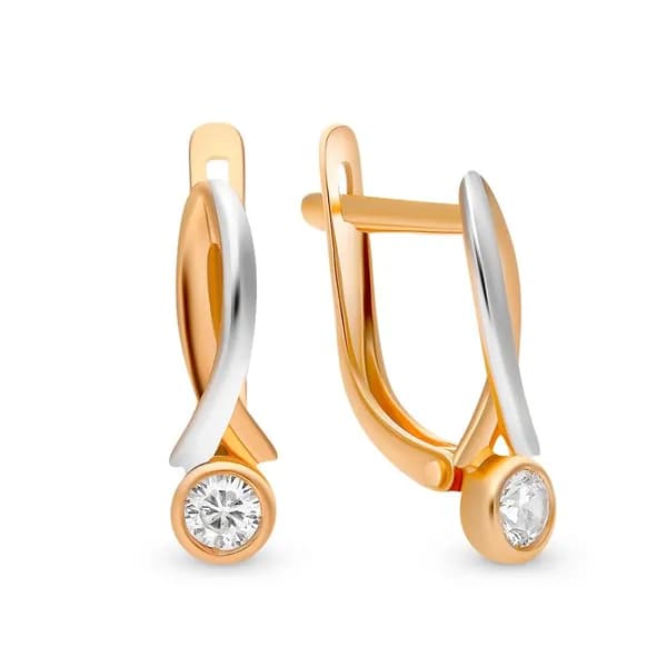 Серьги женские с фианитами из красного золота 375 пробы 585GOLD