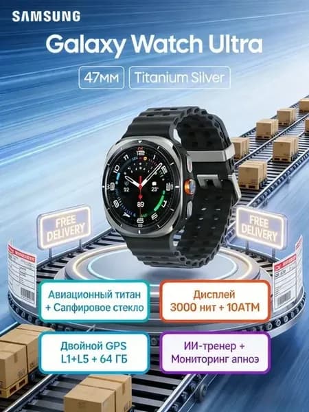 Смарт часы Galaxy Watch Ultra 2026 LTE 47 мм Титан Black