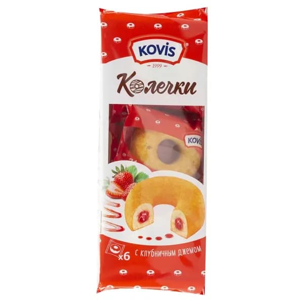 Kovis Сдоба Колечки с клубничным джемом,240 г
