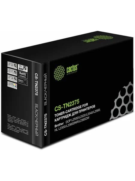 Картридж лазерный Cactus CS-TN2375 для Brother HL-L2300DR/2340DWR/DCP-L2500, ресурс 2600 страниц