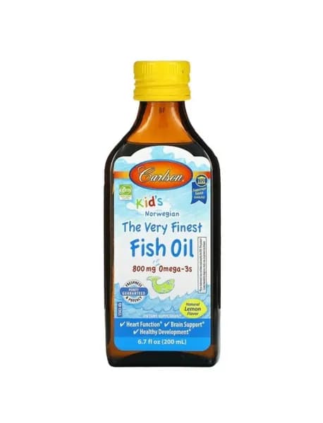 Норвежская Омега 3, Рыбий жир для детей и взрослых со вкусом лимона , Omega 3 Kids The Very Finest, Carlson , 200 мл