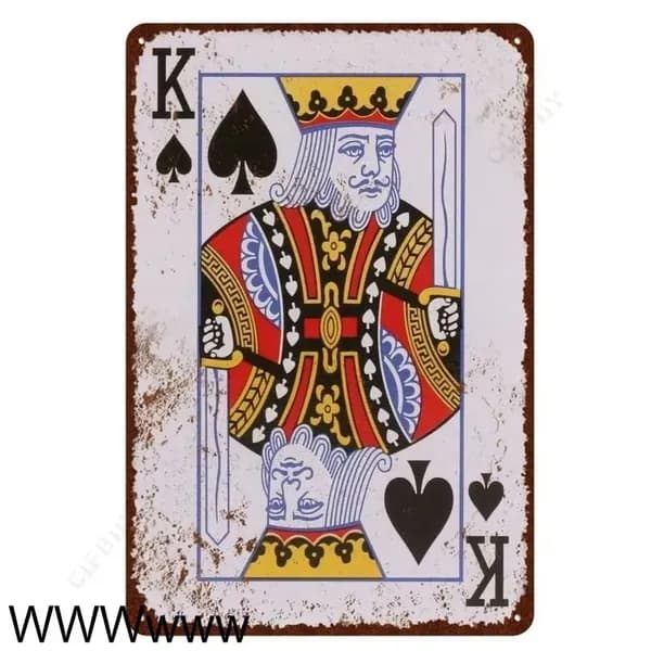 игральная карта постер на стену, табличка металлическая 20x30cm