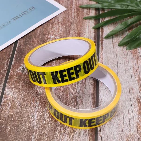 Клейкая сигнальная лента keep out, 2 рулона желто-черной, для упаковочных целей
