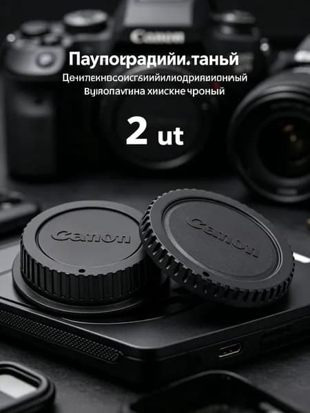 Защитные крышки Canon EF (на тушку и оптику) 2шт. Чёрные