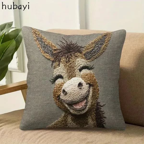 Наволочка 45x45 см 1 шт велюр искусственный, белый, серый животные