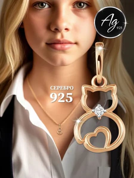 Agline Подвеска на шею серебро 925 пробы с фианитом