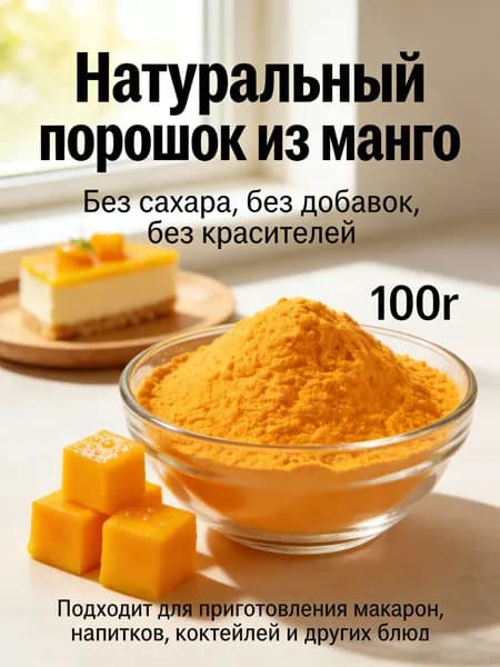 100r Натуральный порошок манго премиум-класса/Идеально подходит для десертов, молочных коктейле_СЛАДКАЯ ЛАВКА