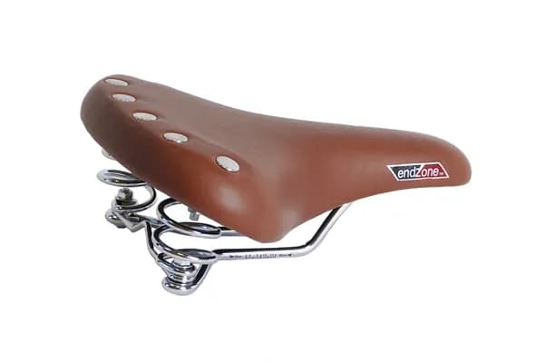 Седло велосипедное VELO VL-8114 END ZONE, комфорт, "ретро", c пружинами, 268х221мм, коричневое