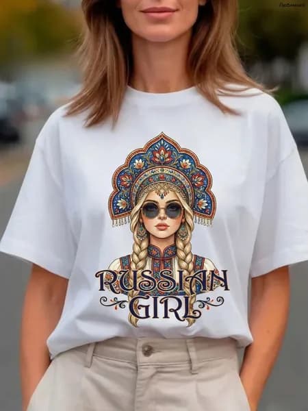 Термонаклейка для одежды, аппликация Russian Girl 26*20см