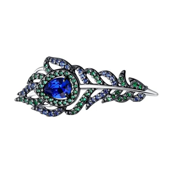 Серебряная брошь DIAMANT-ONLINE с фианитом 925 пробы