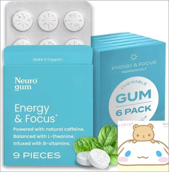 Жвачка NeuroGum Energy с кофеином и L теанином для энергии и фокуса, без сахара 54 шт мята CO863