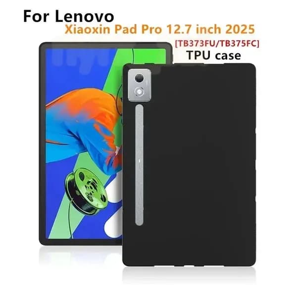 Для Lenovo Xiaoxin Pad Pro 12.7 дюймовый 2025 TB373FU/TB375FC чехол мягкой черной задней крышки силикона планшетных крышек
