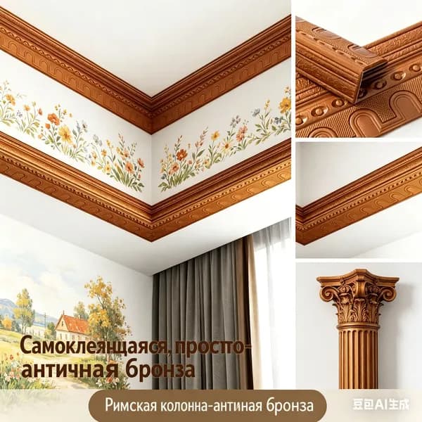 Плинтус потолочный самоклеящийся гибкий ПВХ, декоративный бордюр для стен и обоев,2.3 m