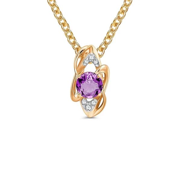 Подвес с аметистами и фианитами из красного золота 585 пробы 585GOLD