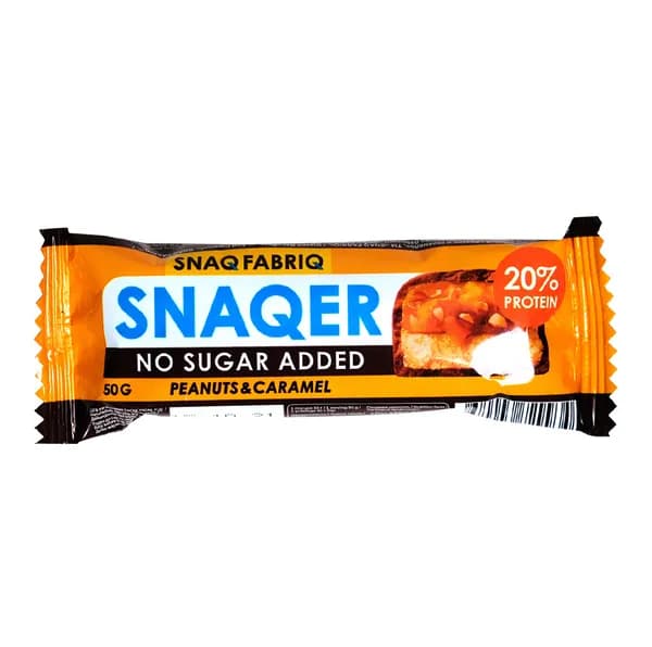 Батончик протеиновый глазированный SNAQER Арахис и карамель без сахара, Snaq Fabriq, 50г, Россия