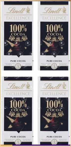 Шоколад Lindt Excellence 100% какао 50 г, 4 штуки