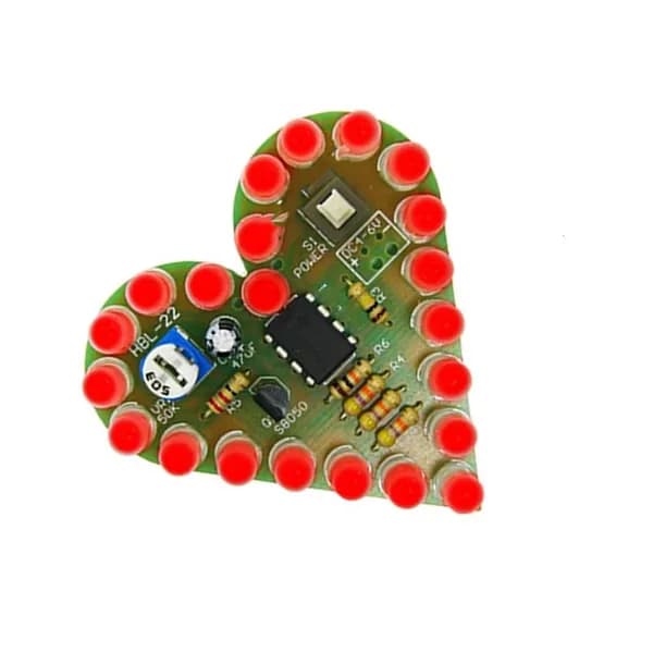 Набор для пайки "Сердце" с LED-подсветкой, Белые волосы, красный свет