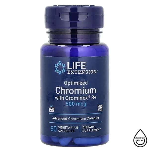 Оптимизированный хром с Crominex 3+, 500 мкг, 60 вегетарианских капсул