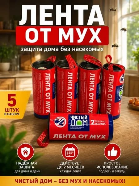 Мухоловка липкая лента от мух 5шт