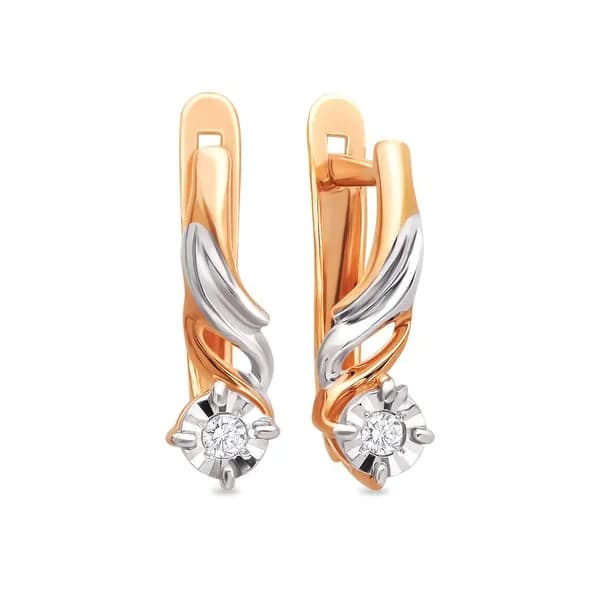 Серьги женские с бриллиантами из красного золота 585 пробы 585GOLD