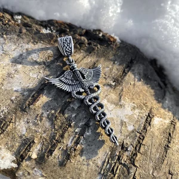 Кадуцей из Серебра 925 пробы