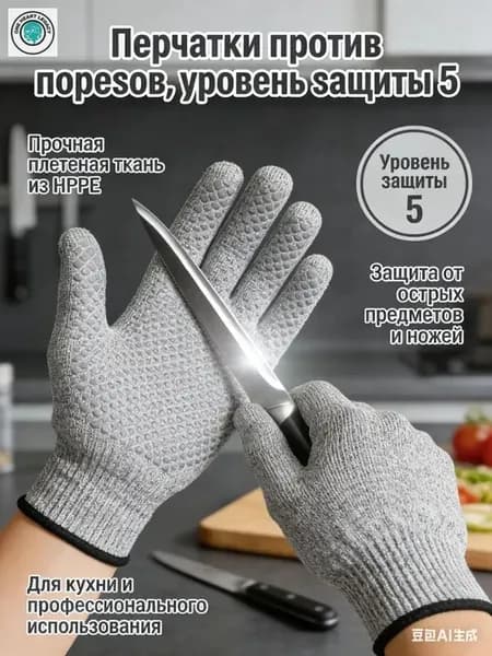 Перчатки кухонные противопорезные 1 пара размер 10 XL для разделки мяса и рыбы