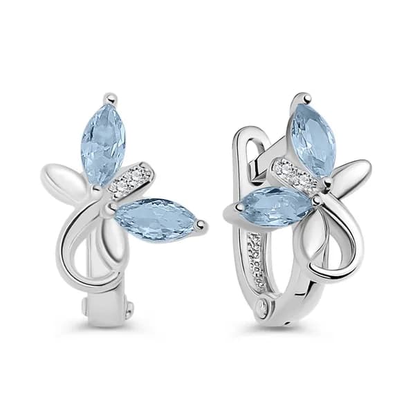 Серьги Бабочка детские с фианитами серебро 925 пробы 585GOLD