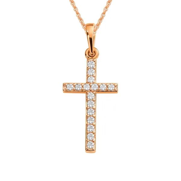 Подвеска на шею с фианитами из красного золота 585 пробы 585GOLD