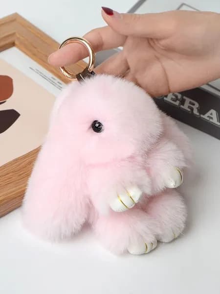 Игрушка-брелок из искусственного меха кролика