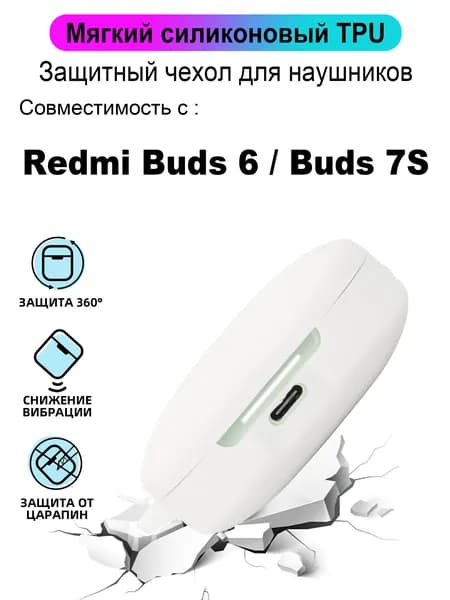 Мягкий силиконовый TPU Защитный чехол для беспроводных наушников для Redmi Buds 6 / 7S
