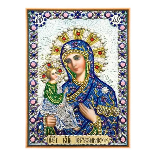 Алмазная мозаика на подрамнике полная выкладка "Икона Умиление Пресвятой Богородицы" 40х30 см/Вышивка/ Картина стразами