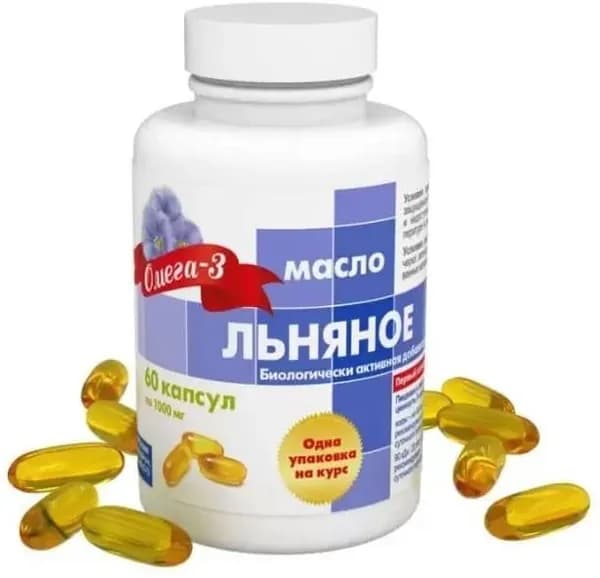 Льняное масло, капсулы 1000 мг, 60 шт.