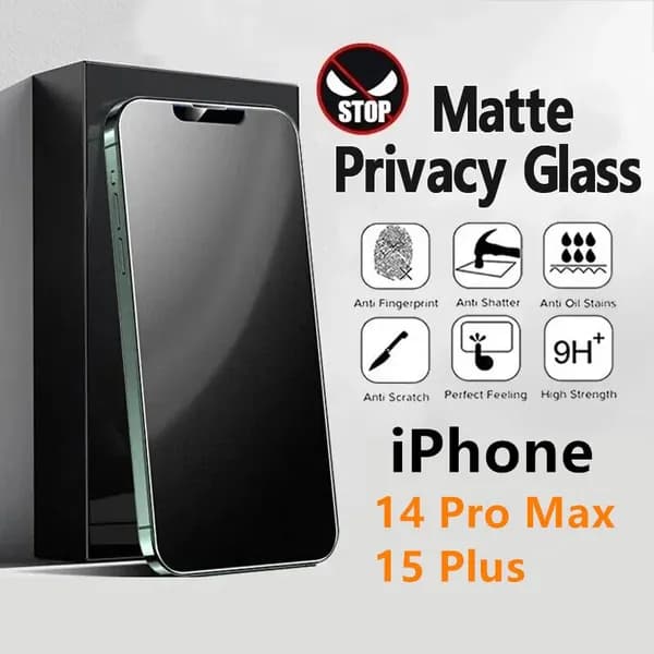 матовое Защитное стекло антишпион для Iphone 14 ProMax /15 Plus Антишпион на весь экран