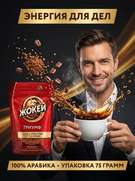 кофе растворимый сублимированный / Жокей Триумф 75 гр