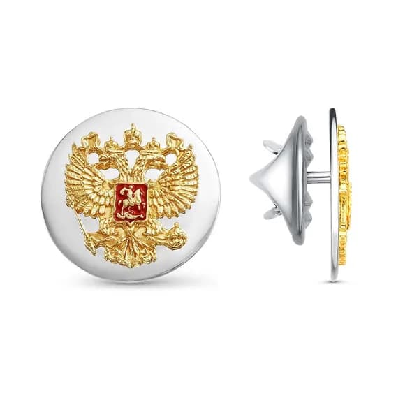 Значок " Герб России" Красная Пресня из серебра 925 пробы