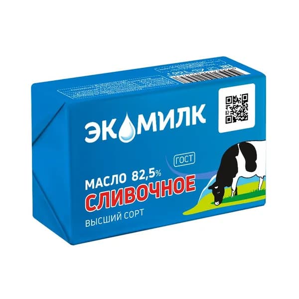 "Масло сладко-сливочное традиционное несоленое ""Экомилк"" 82,5%, 100 г"