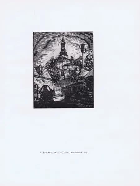 Эстония. Таллин (Таллинн). Вид на Тоомпеа. Эрне Кох. Антикварная фототипия. СССР, 1959 год