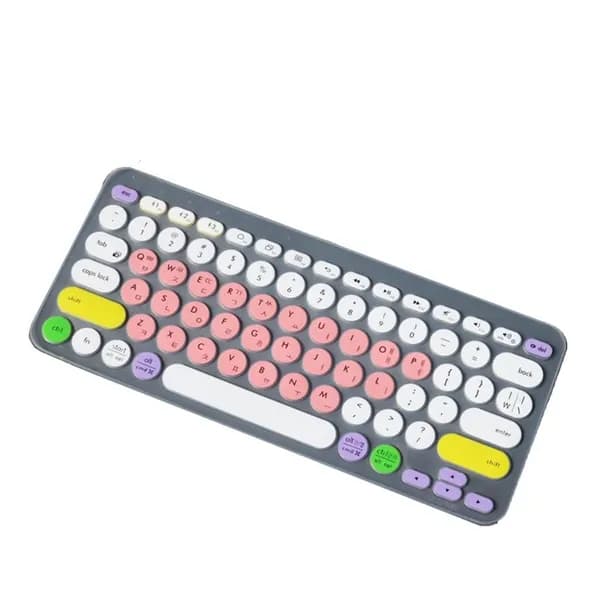 Чехол-накладка из силикона для клавиатур K380/K480 (корейская раскладка), Красочный розовый