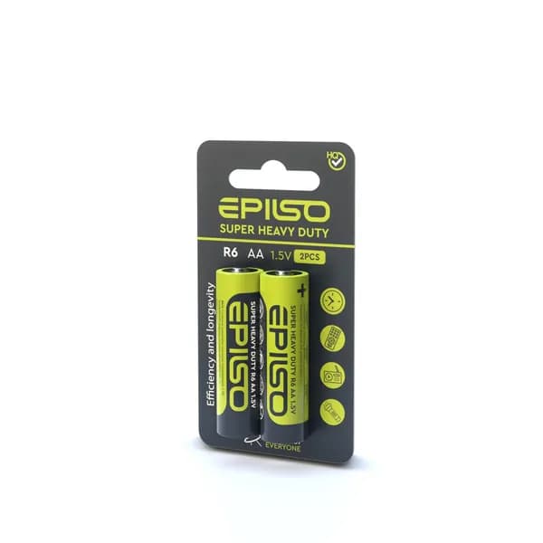 Элементы питания солевые 2 шт, Батарейки пальчиковые EPILSO R6/AA Small Blister 1.5V, арт.EPB-R6-2SmB
