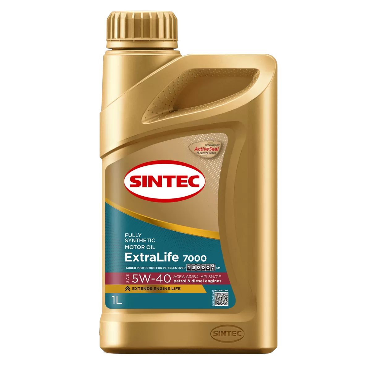 SINTEC ExtraLife 7000 ACEA A3/B4 API SN/CF 5W-40 Масло моторное, Синтетическое, 1 л