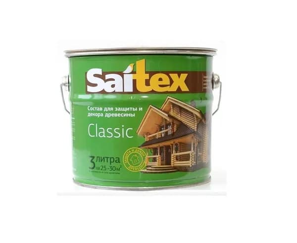 Пропитка,Антисептик,Состав ДЛЯ ЗАЩИТЫ И ДЕКОРА ДРЕВЕСИНЫ "SAITEX" CLASSIC,СОСНА 3.0 л.
