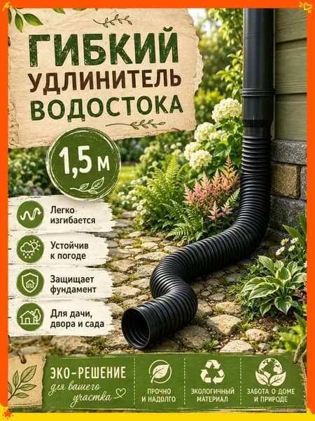Удлинитель водостока 50-160 см для защиты фундамента, телескопическая дренажная труба, гибкая гофра для отвода воды