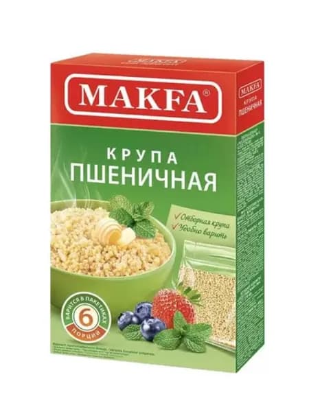 Makfa Пшеничная Полтавская крупа, 66 г х 6 пак